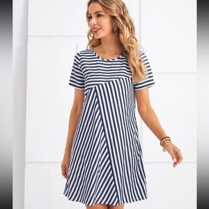 EMERY ROSE Striped Round Neck Tunic Dress